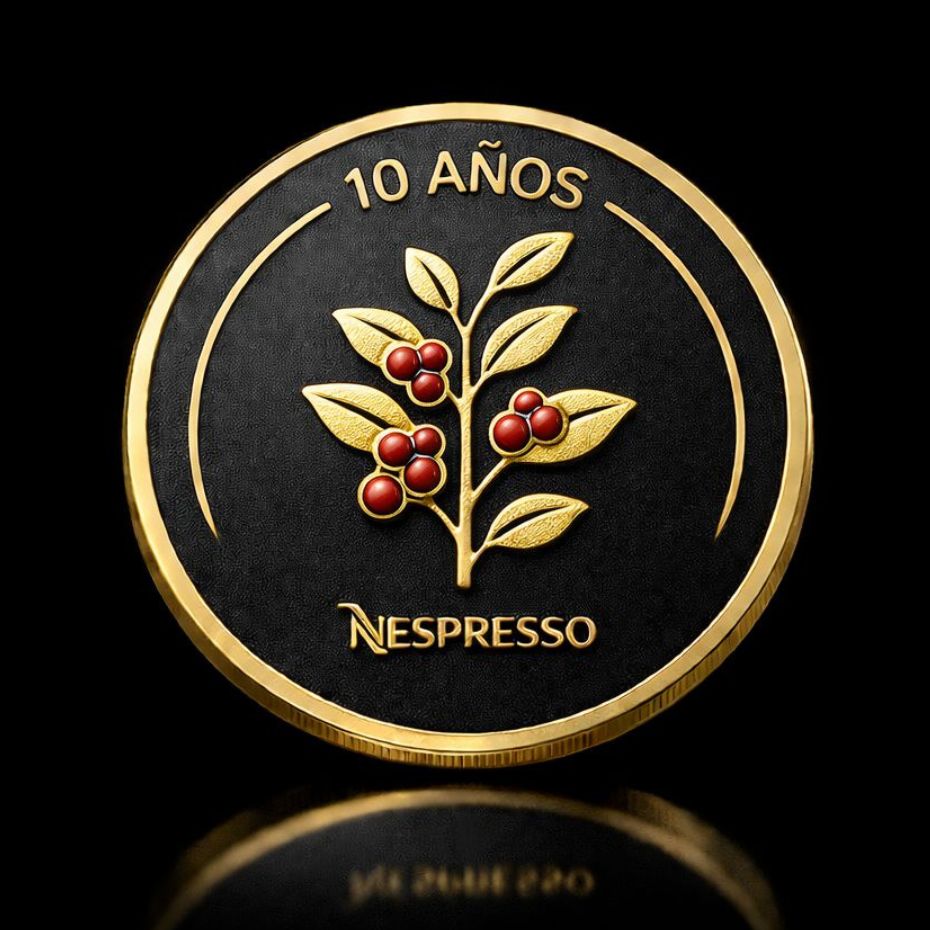 Moneda conmemorativa Nespresso 10 años